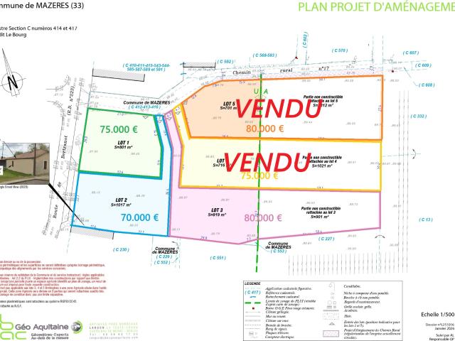 MAZERES Terrain à bâtir 801 M2