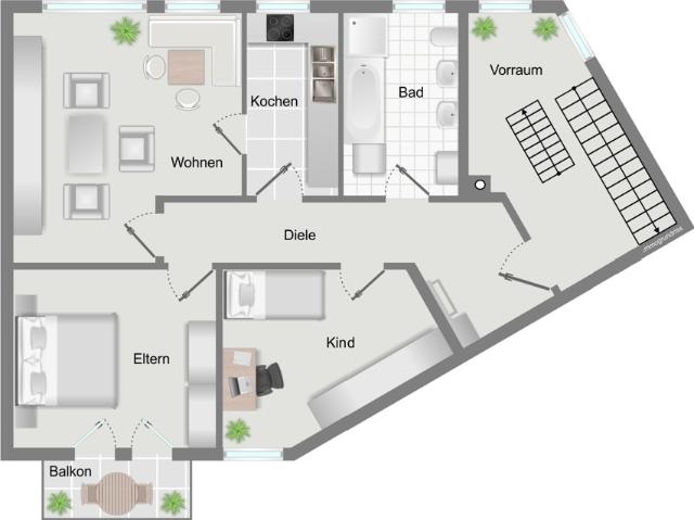 Mehr Raum als erwartet: 3 Zimmer Wohnung mit zusätzlichem Dachbereich & Stellplatz in Schwabmünchen