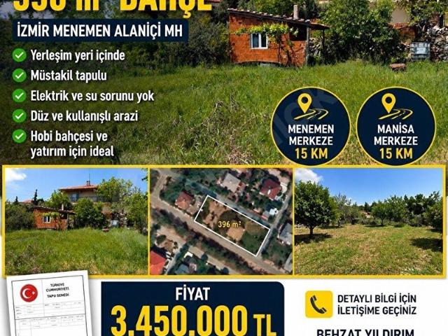 MELEMEN ALANİÇİ MH 396 m2 AÇİL FIRSAT BAHÇE