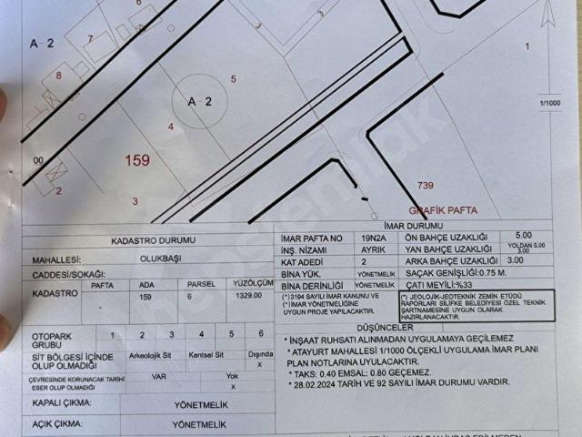 MERSİN SİLİFKE ATAYURTDA DEPO YAPIMINA UYGUN İMARLI 1329 M2 ARSA