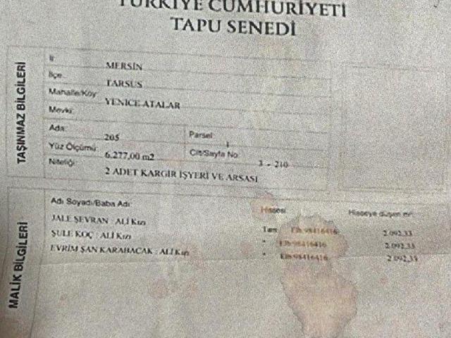 MERSİN TARSUS YENİCE ATALAR MAHALLESİNDE SATILIK İMARLİ TİCARİ KUPON ARSA