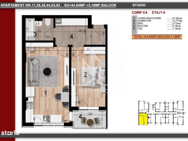 Metrou Berceni apartament 2 camere tip studio