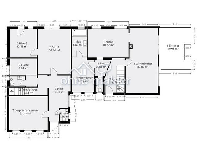 MFH 322 qm Wohnen und Arbeiten 3 Wohnungen 1 Büro/Praxiseinheit