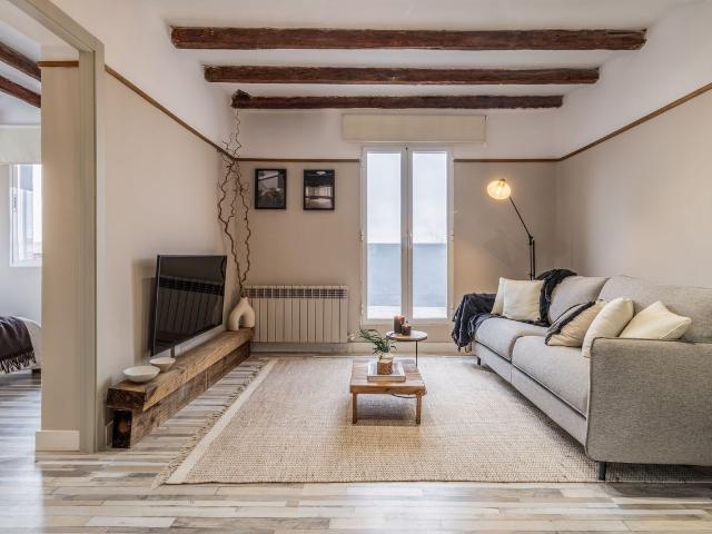 Minimalist 1 Bedroom Apartment with Private Office and City View Terrace, Madrid Amsterdam Apartments for Rent