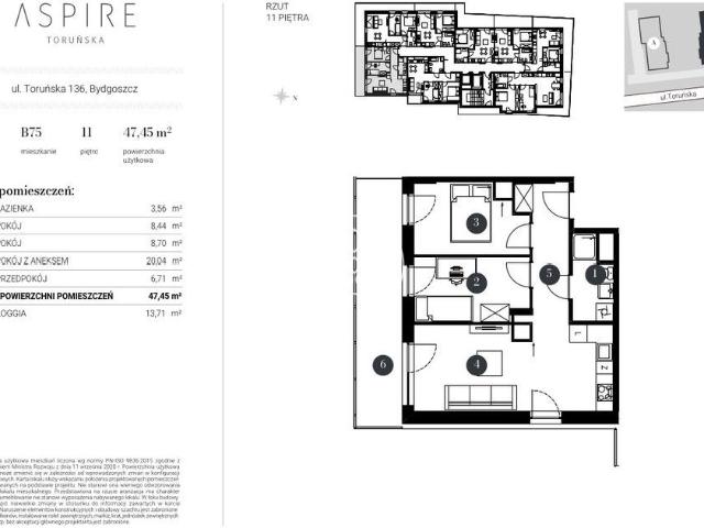 Mieszkanie na sprzedaż 3 pokoje Bydgoszcz Bocianowo Śródmieście Stare Miasto, 48,81 m2, 12 piętro