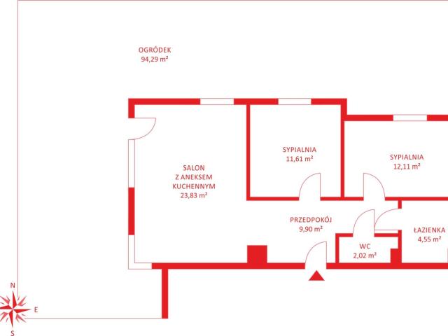 Mieszkanie na sprzedaż 3 pokoje gdański, 65,62 m2, parter
