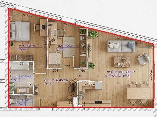 Mieszkanie na sprzedaż 3 pokoje Lublin Sławin, 59,23 m2, parter