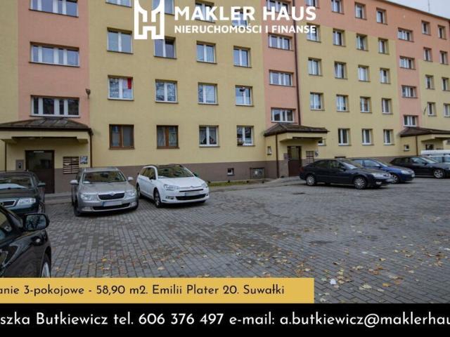 Mieszkanie na sprzedaż 3 pokoje Suwałki, 58,90 m2, 2 piętro