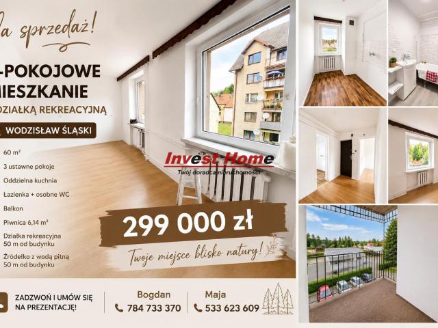 Mieszkanie na sprzedaż 3 pokoje wodzisławski, 60 m2, 2 piętro