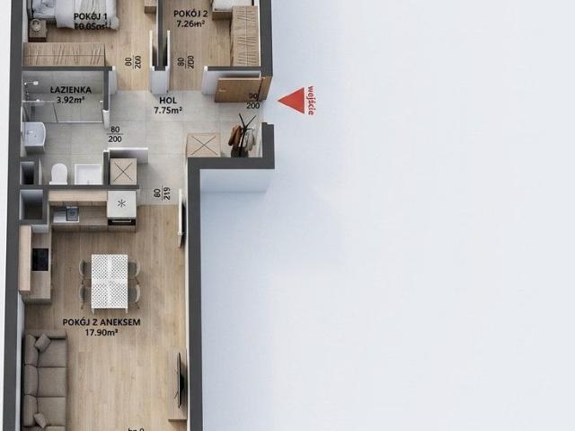 Mieszkanie na sprzedaż 3 pokoje Warszawa Praga Południe, 47 m2, 2 piętro