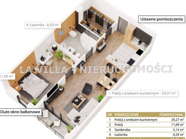 Mieszkanie na sprzedaż 2 pokoje Leszno, 52,69 m2, 2 piętro
