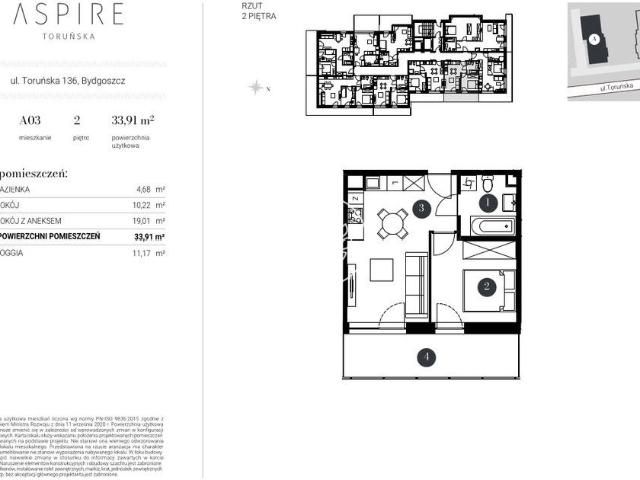 Mieszkanie na sprzedaż 2 pokoje Bydgoszcz Bocianowo Śródmieście Stare Miasto, 34,83 m2, 3 piętro