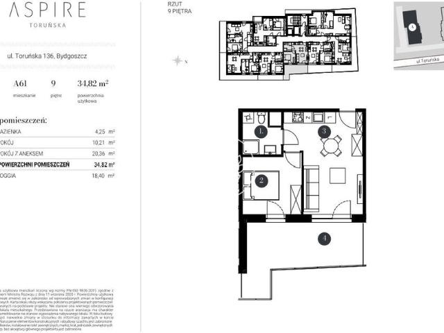Mieszkanie na sprzedaż 2 pokoje Bydgoszcz Bocianowo Śródmieście Stare Miasto, 35,81 m2, 10 piętro