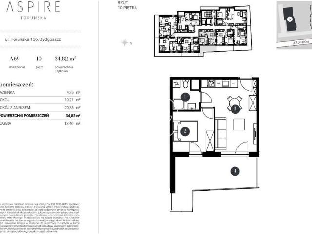 Mieszkanie na sprzedaż 2 pokoje Bydgoszcz Bocianowo Śródmieście Stare Miasto, 35,81 m2, 11 piętro