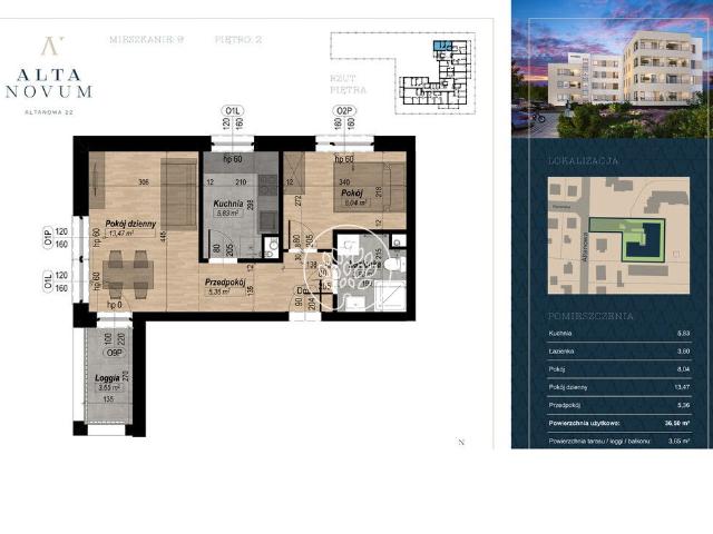 Mieszkanie na sprzedaż 2 pokoje Bydgoszcz Stary Fordon, 36,50 m2, 2 piętro