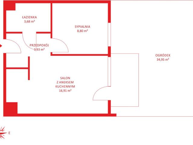 Mieszkanie na sprzedaż 2 pokoje gdański, 34,23 m2, parter
