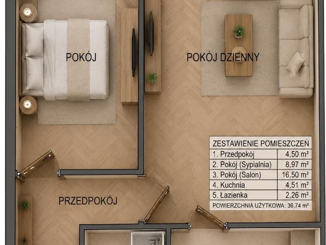 Mieszkanie na sprzedaż 2 pokoje Szczecin Śródmieście, 36,74 m2, 7 piętro