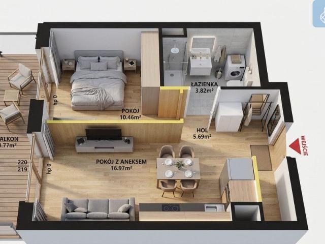 Mieszkanie na sprzedaż 2 pokoje Warszawa Praga Południe, 38 m2, 2 piętro