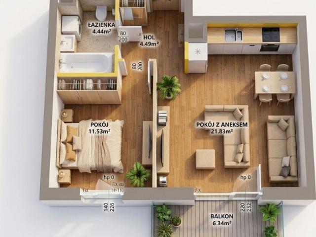 Mieszkanie na sprzedaż 2 pokoje Warszawa Praga Południe, 43 m2, 2 piętro