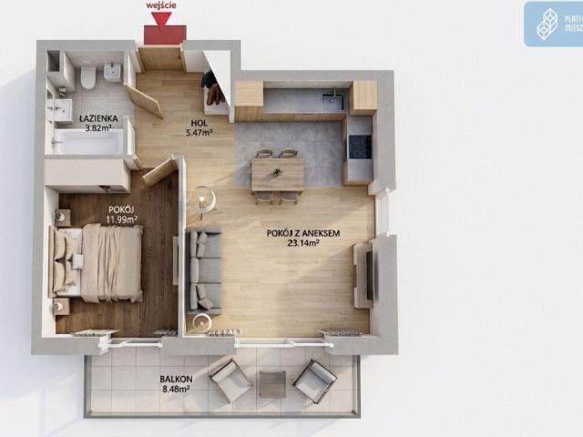 Mieszkanie na sprzedaż 2 pokoje Warszawa Praga Południe, 45 m2, 2 piętro