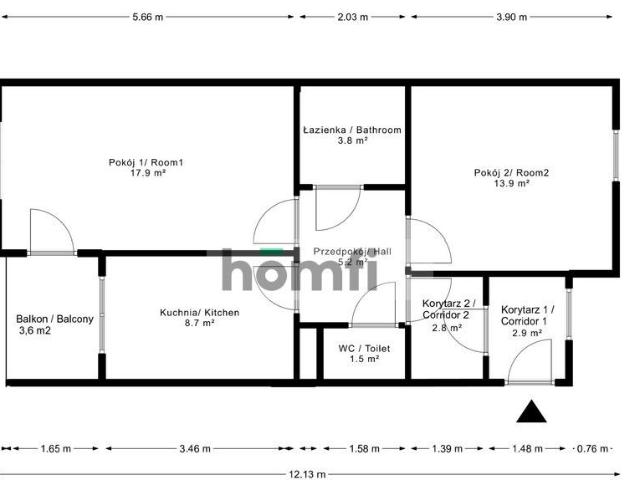 Mieszkanie na sprzedaż 2 pokoje Wrocław Krzyki, 58 m2, 3 piętro