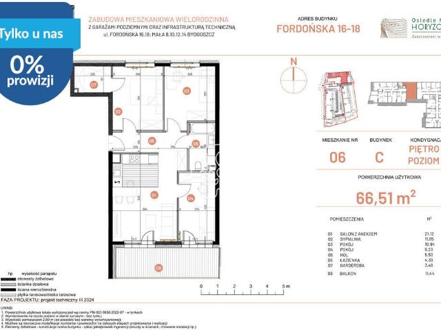 Mieszkanie na sprzedaż 4 pokoje Bydgoszcz Bartodzieje, 66,51 m2, 2 piętro