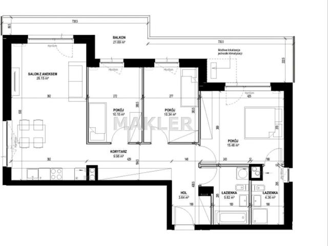 Mieszkanie na sprzedaż 4 pokoje Bydgoszcz Bartodzieje, 89 m2, 3 piętro