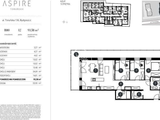 Mieszkanie na sprzedaż 4 pokoje Bydgoszcz Bocianowo Śródmieście Stare Miasto, 95,33 m2, 13 piętro