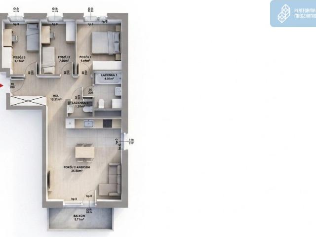Mieszkanie na sprzedaż 4 pokoje Warszawa Praga Południe, 67 m2, 1 piętro