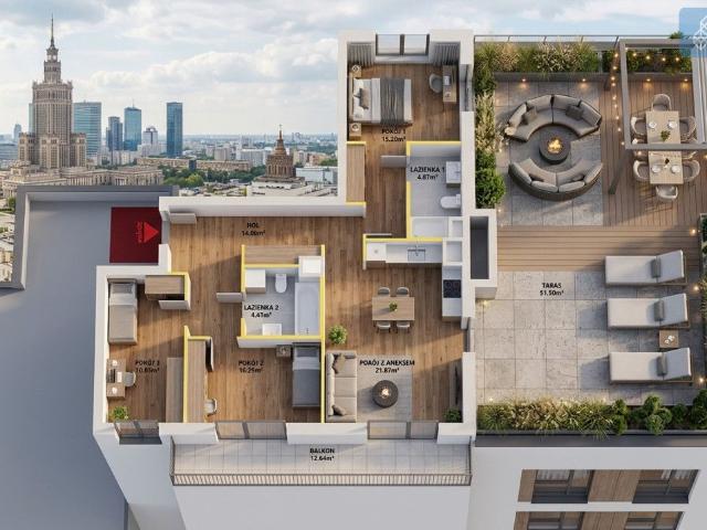 Mieszkanie na sprzedaż 4 pokoje Warszawa Praga Południe, 81 m2, 6 piętro