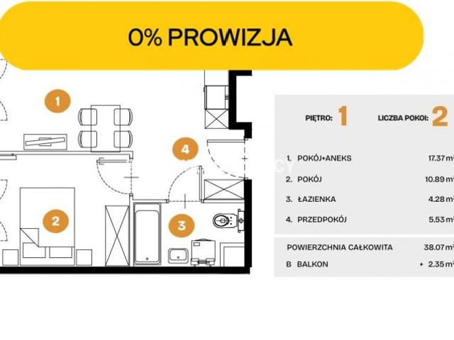 Mieszkanie na sprzedaż woj. małopolskie. Kraków, Bronowice, ul. Na Błonie, 767 225 PLN, 38,07 m2