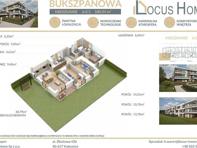 Mieszkanie, Katowice, Bukszpanowa, 101.00 m², sprzedam mieszkanie