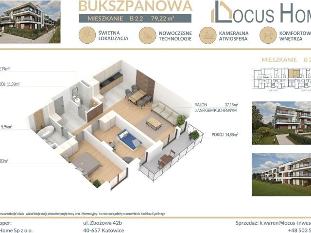 Mieszkanie, Katowice, Bukszpanowa, 79.00 m², sprzedam mieszkanie