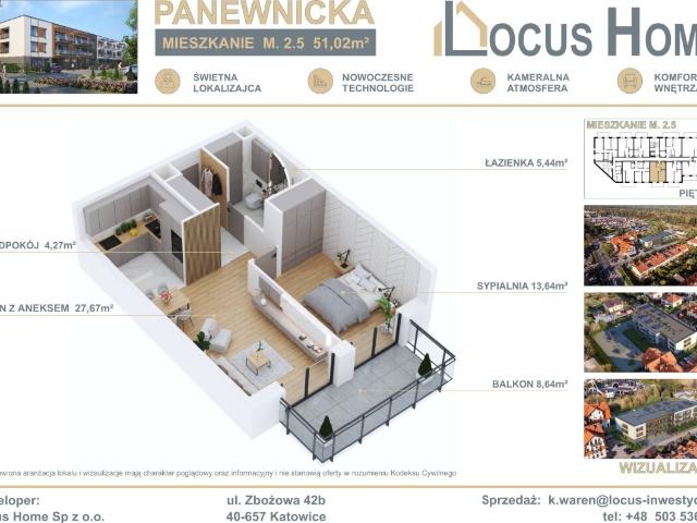Mieszkanie, Katowice Ligota Panewniki Ligota, Panewniki, 51.00 m², sprzedam mieszkanie