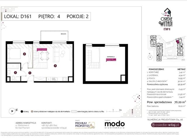 Mieszkanie, Poznań, 76.20 m2, 2 pokoje