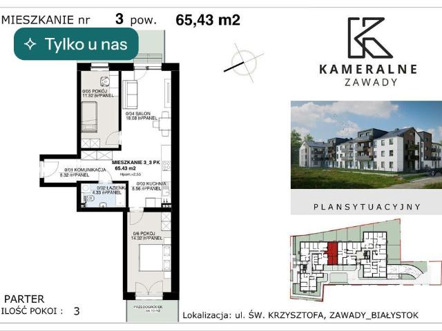 Mieszkanie sprzedam, BIAŁYSTOK, ZAWADY,, 65 m2, cena: 520 169 zł