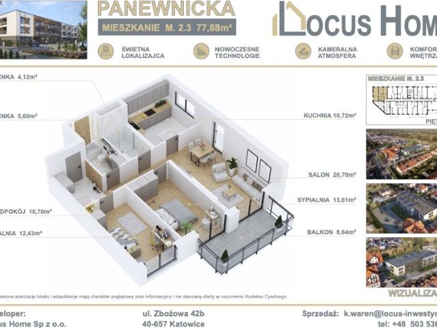 Mieszkanie sprzedam, Katowice, Ligota, Panewnicka, 78 m2, cena: 689 238 zł