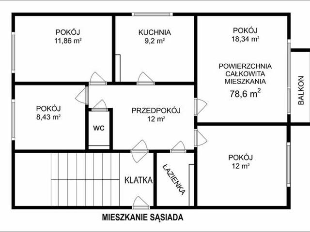 MIESZKANIE własnościowe M 5 czteropokojowe, 78.6m2, p. 2/4