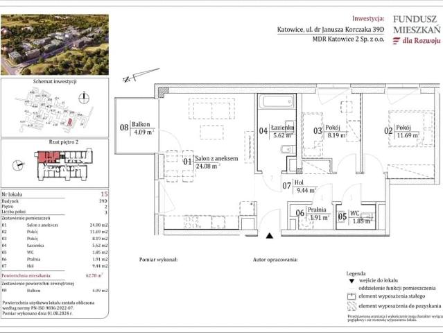 Mieszkanie w Katowicach 62,78 m² z rynku pierwotnego