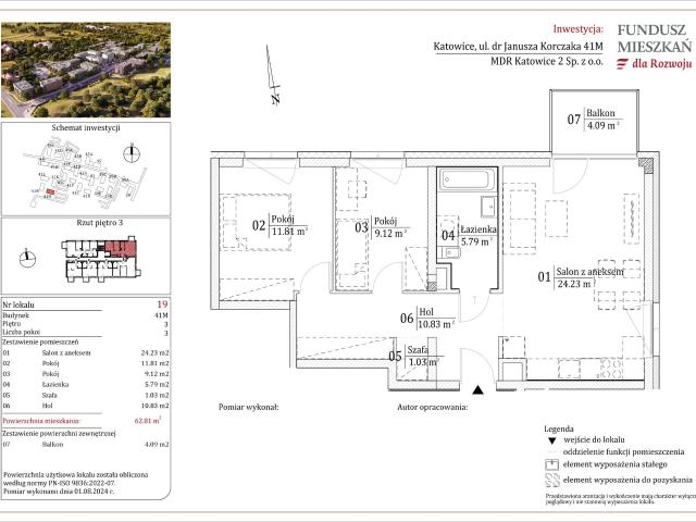 Mieszkanie w Katowicach 62,81 m² z rynku pierwotnego
