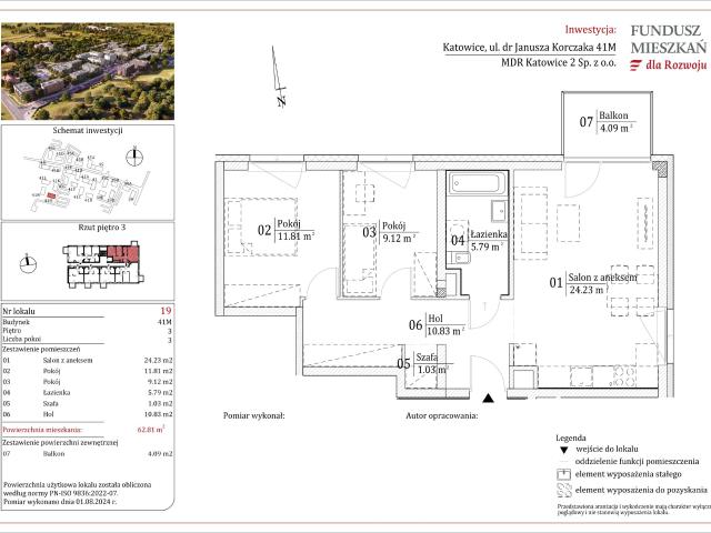 Mieszkanie w Katowicach 62,81 m² z rynku pierwotnego