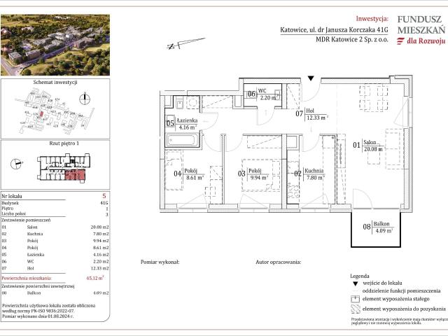 Mieszkanie w Katowicach 65,12 m² z rynku pierwotnego
