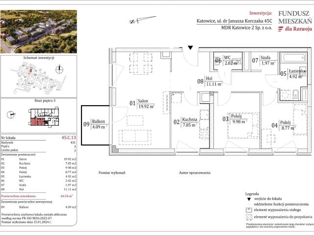 Mieszkanie w Katowicach 66,54 m² z rynku pierwotnego