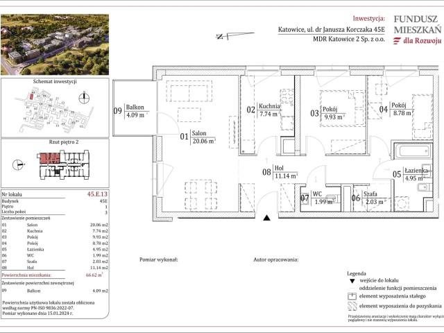 Mieszkanie w Katowicach 66,62 m² z rynku pierwotnego