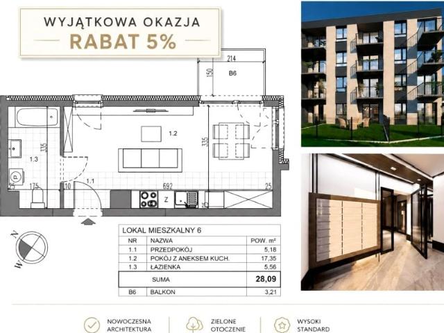 Mieszkanie 28,09 m², Kraków