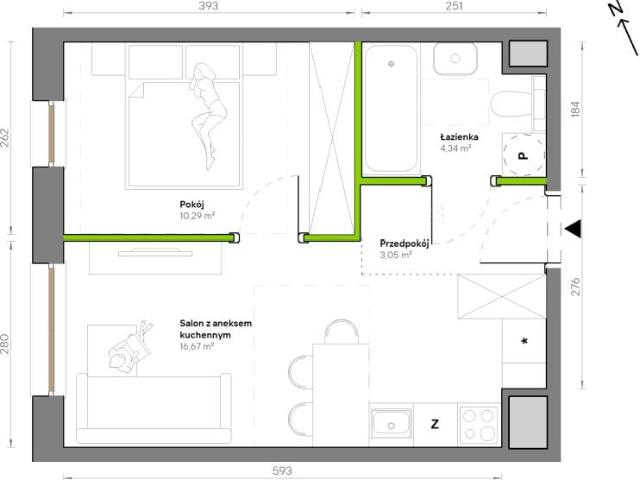 Mieszkanie 34,4m²