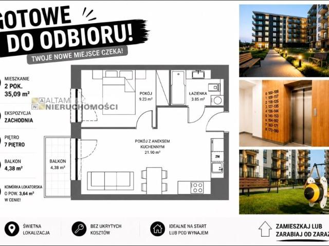 Mieszkanie 35,09 m², Kraków
