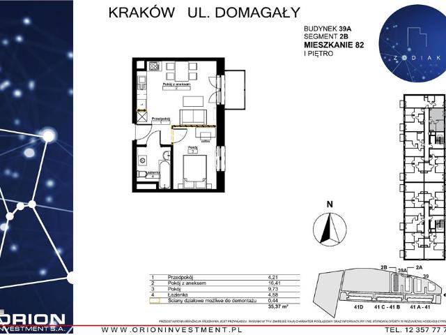 Mieszkanie, 35.37 m2, 2 pokoje