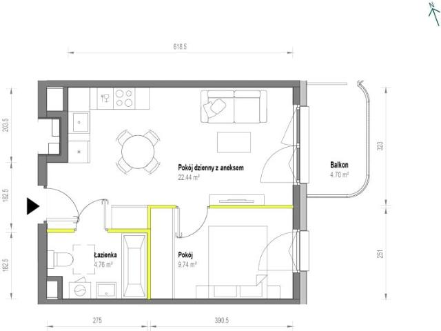 Mieszkanie 36,9m²