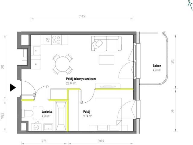Mieszkanie 36,9m²
